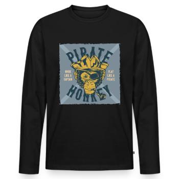 pirates - Men's Premium Organic Long Sleeve Shirt - black - Front - Nico (187cm)