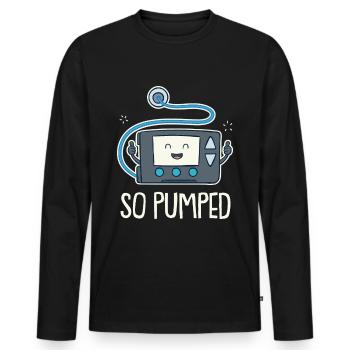 Pompe à insuline drôle de type 1 donc pompée - T-shirt manches longues Premium bio Homme - noir - Devant - Nico (187cm)