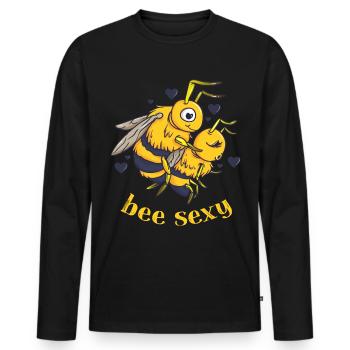 sexy Oberteil, bee sexy, Biene, Bienen, Imker - Männer Premium Bio Langarmshirt - Schwarz - Vorne - Nico (187cm)