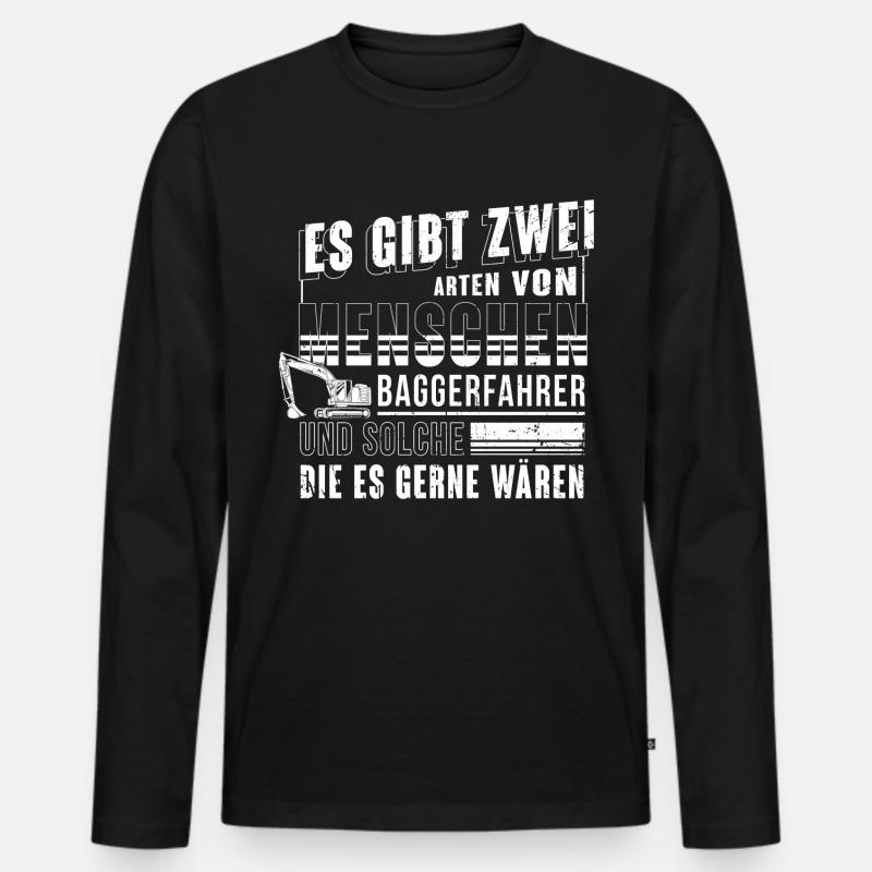 Baggerfahrer Bagger Baumaschinenführer Geschenk - Männer Premium Bio Langarmshirt - Schwarz