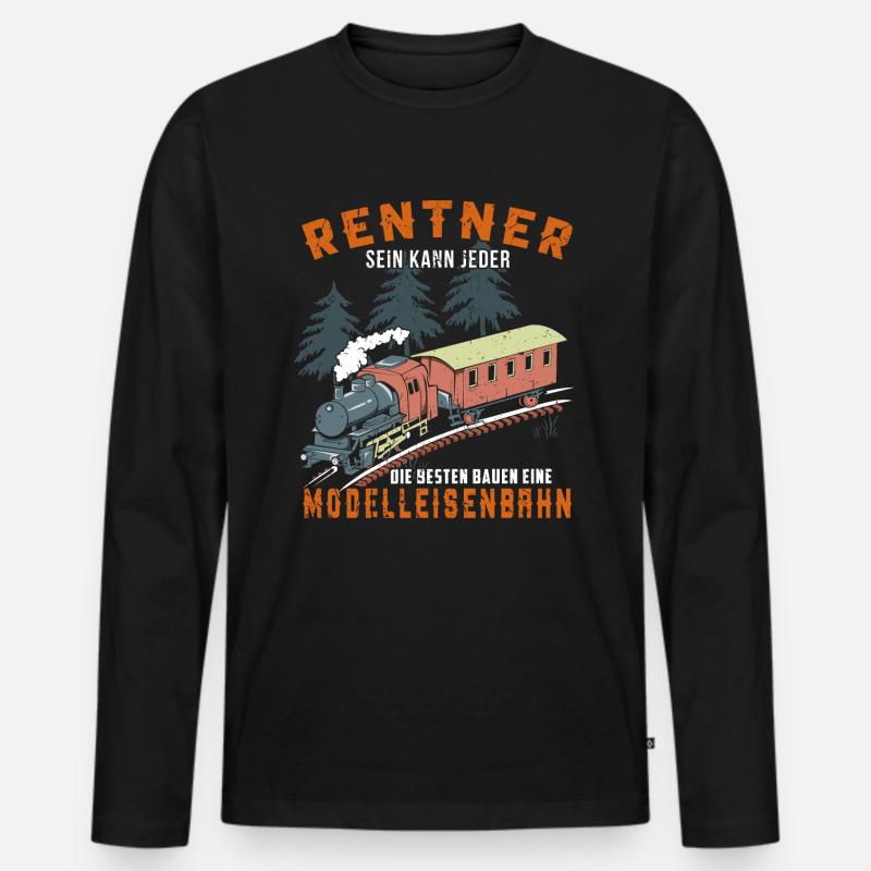 Modelleisenbahn Modellbauer Rentner Dampflok - Männer Premium Bio Langarmshirt - Schwarz