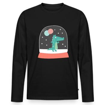 Boule de neige Mignon crocodile anniversaire 2020 - T-shirt manches longues Premium bio Homme - noir - Devant - Nico (187cm)