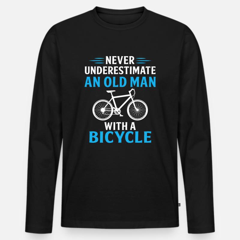 mai sottovalutare un vecchio con una bicicletta - Maglia a manica lunga ecologica premium da uomo - nero