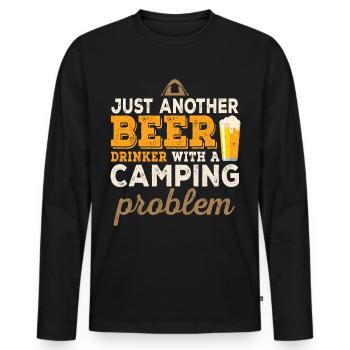 Camping Camper Caravan Camping Gift - Men's Premium Organic Long Sleeve Shirt - black - Front - Nico (187cm)
