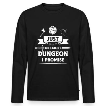 Nur noch ein Dungeon, den ich verspreche - Männer Premium Bio Langarmshirt - Schwarz - Vorne - Nico (187cm)