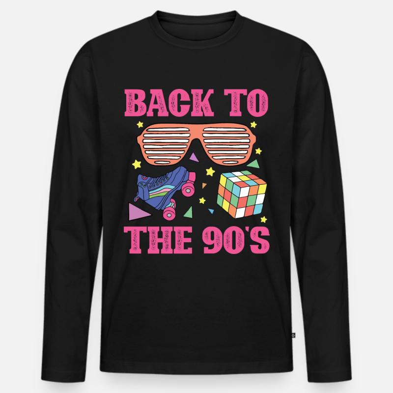 90s 90er - Männer Premium Bio Langarmshirt - Schwarz