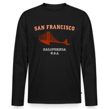San Francisco - Männer Premium Bio Langarmshirt - Schwarz - Vorne - Nico (187cm)