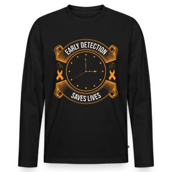 Détection précoce du cancer du sein - T-shirt manches longues Premium bio Homme - noir - Devant - Nico (187cm)