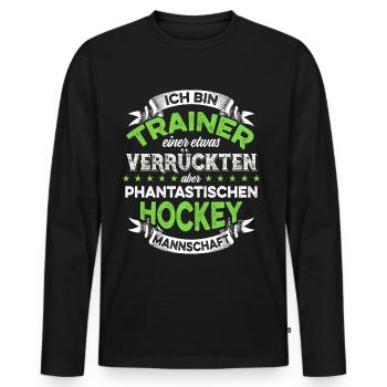 Trainer einer verrückten Hockey Mannschaft - Männer Premium Bio Langarmshirt - Schwarz - Vorne - Nico (187cm)