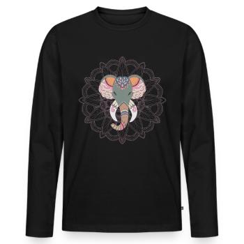 Ganesha Mandala - Men's Premium Organic Long Sleeve Shirt - black - Front - Nico (187cm)