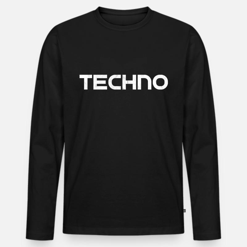 techno - Männer Premium Bio Langarmshirt - Schwarz