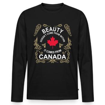Du bist so Schön wie ein Kanadier ! - Männer Premium Bio Langarmshirt - Schwarz - Vorne - Nico (187cm)