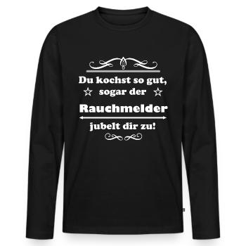 Tu cuisine si bien - T-shirt manches longues Premium bio Homme - noir - Devant - Nico (187cm)