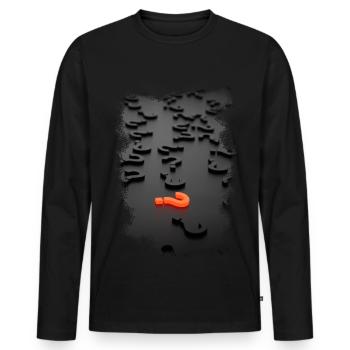 Effet de point d'interrogation de conception 3D - T-shirt manches longues Premium bio Homme - noir - Devant - Nico (187cm)