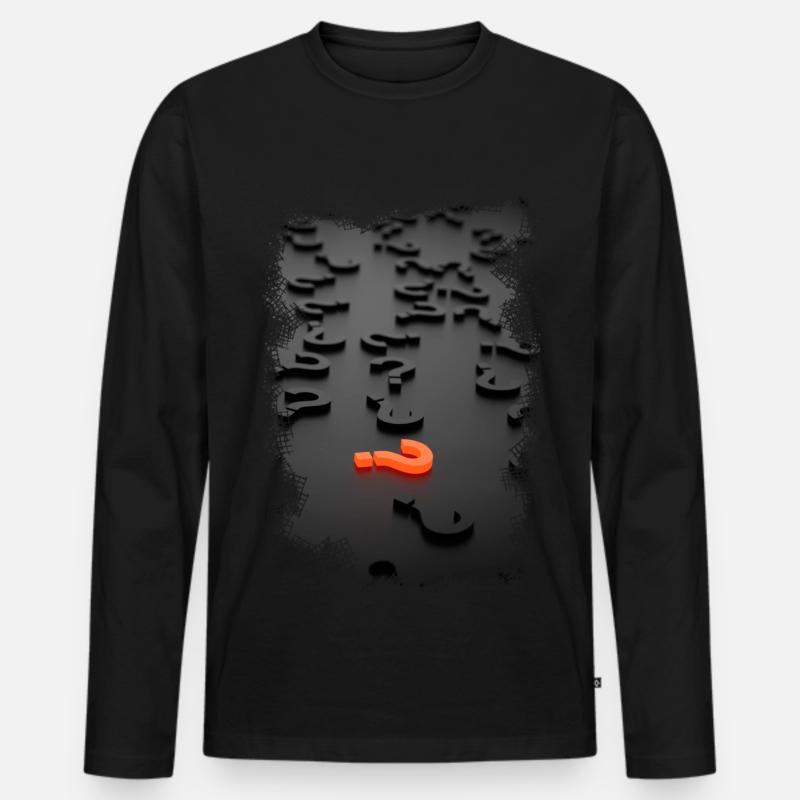 3D Design Fragezeichen Effekt - Männer Premium Bio Langarmshirt - Schwarz