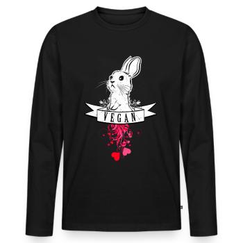 Vegan Bunny Rabbit Hase Kaninchen Vegetarier - Männer Premium Bio Langarmshirt - Schwarz - Vorne - Nico (187cm)