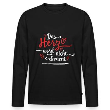 Das Herz wird nicht dement VINTAGE - Männer Premium Bio Langarmshirt - Schwarz - Vorne - Nico (187cm)