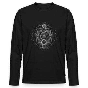 Heilige Geometrie Metatrons Würfel-Transzendenz - Männer Premium Bio Langarmshirt - Schwarz - Vorne - Nico (187cm)