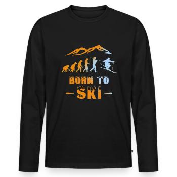 Ski Evolution est né pour les skieurs - T-shirt manches longues Premium bio Homme - noir - Devant - Nico (187cm)