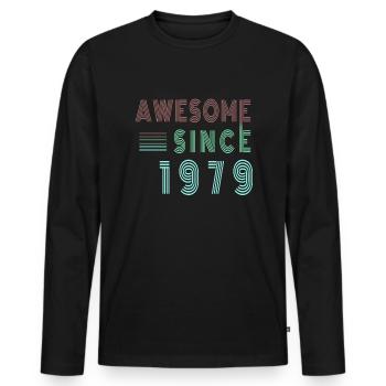 Awesome Since 1979 Geburtstag Retro - Männer Premium Bio Langarmshirt - Schwarz - Vorne - Nico (187cm)