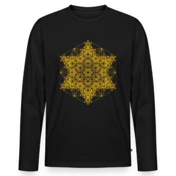 Metatrons Super Structure Gold - Männer Premium Bio Langarmshirt - Schwarz - Vorne - Nico (187cm)