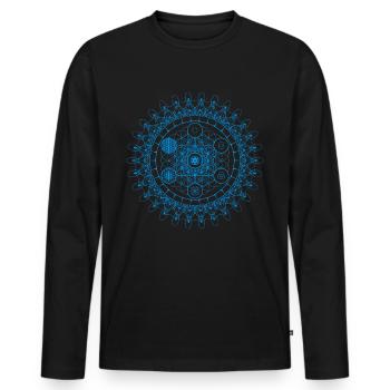 Évolution géométrique de l'oeil sacré de la fleur de Metatron - T-shirt manches longues Premium bio Homme - noir - Devant - Nico (187cm)
