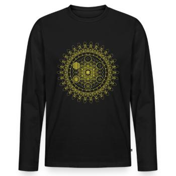 Évolution géométrique de l'oeil sacré de la fleur de Metatron - T-shirt manches longues Premium bio Homme - noir - Devant - Nico (187cm)