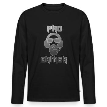 Pro Gamer Gaming Headset Hipster zocker - Männer Premium Bio Langarmshirt - Schwarz - Vorne - Nico (187cm)