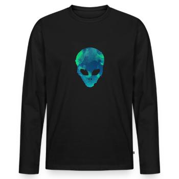 Alien Gesicht UFO Weltall Space außerirdisch - Männer Premium Bio Langarmshirt - Schwarz - Vorne - Nico (187cm)