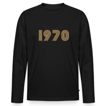 41e anniversaire 41 ans 1970 cadeau vintage1970 - T-shirt manches longues Premium bio Homme - noir - Devant - Nico (187cm)