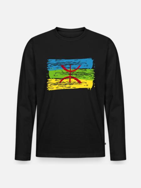 Amazigh Flagge - Männer Premium Bio Langarmshirt - Schwarz