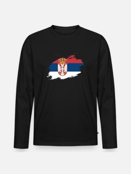 Drapeau Serbie drapeau serbe - T-shirt manches longues Premium bio Homme - noir