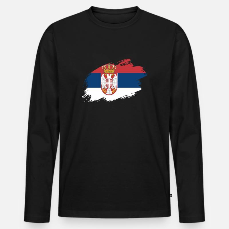 Drapeau Serbie drapeau serbe - T-shirt manches longues Premium bio Homme - noir