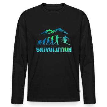 Ski evolution skier snow winter - Men's Premium Organic Long Sleeve Shirt - black - Front - Nico (187cm)