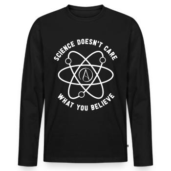 Athéiste Anti Relégion Athéisme Agnostique - T-shirt manches longues Premium bio Homme - noir - Devant - Nico (187cm)