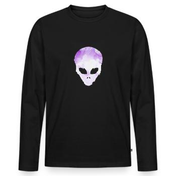 Alien Gesicht UFO Weltall Space geschenk - Männer Premium Bio Langarmshirt - Schwarz - Vorne - Nico (187cm)