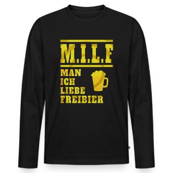 Bier Spruch Lustig Saufen Geschenk sprüche - Männer Premium Bio Langarmshirt - Schwarz - Vorne - Nico (187cm)