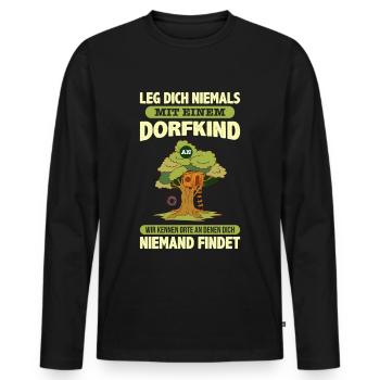 Dorfkind Dorfkindheit Motif d'enfance Vie villageoise - T-shirt manches longues Premium bio Homme - noir - Devant - Nico (187cm)