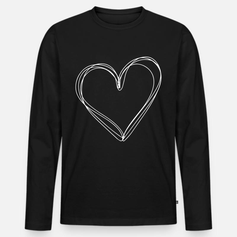 Herz Illustration Weiß - Männer Premium Bio Langarmshirt - Schwarz