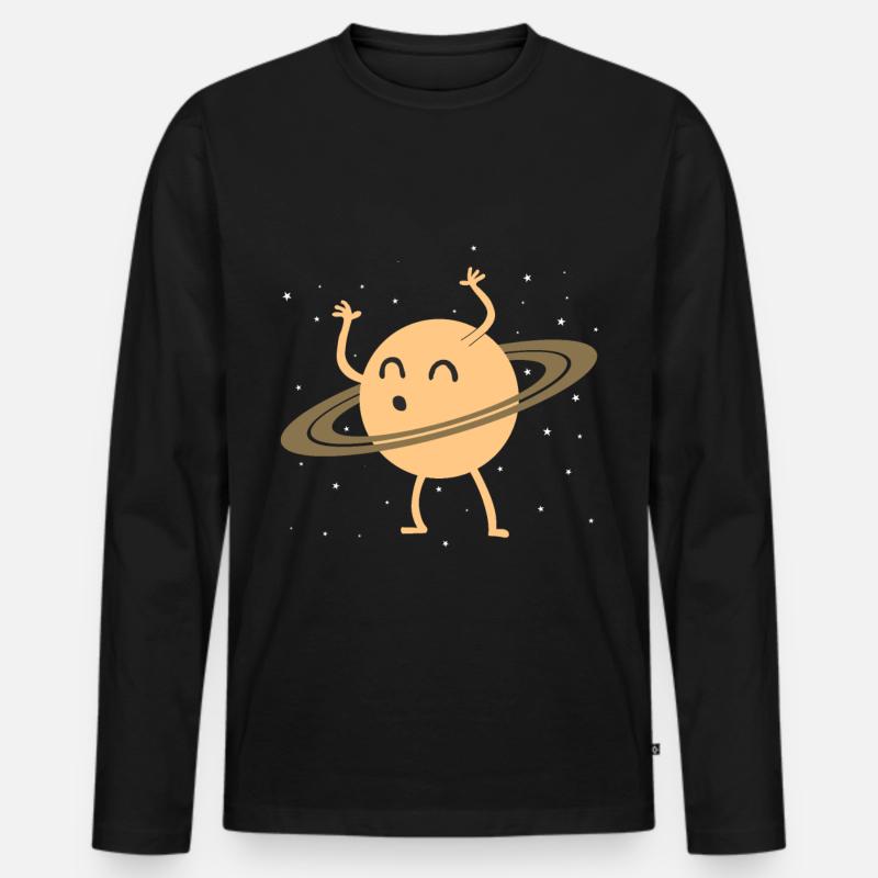 Saturn Ringe Planet lustig Geschenk - Männer Premium Bio Langarmshirt - Schwarz