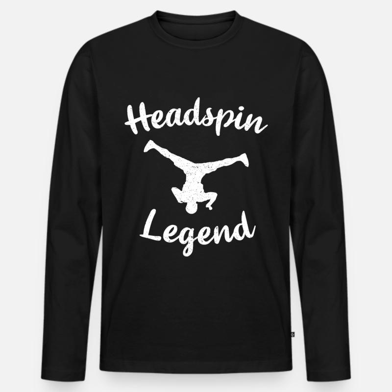Breakdancer Headspin - Männer Premium Bio Langarmshirt - Schwarz
