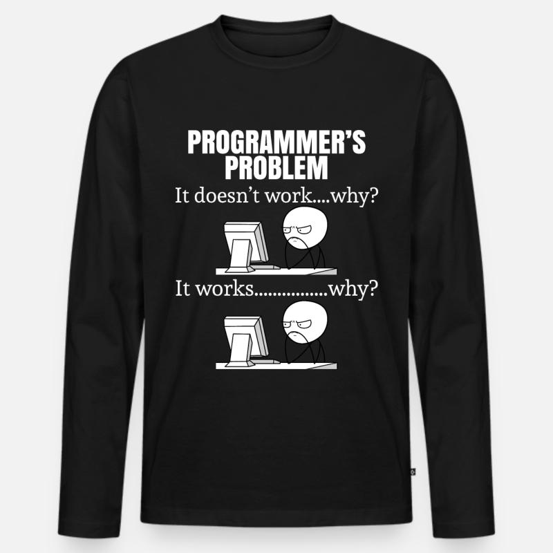 Programmierer lustig Geek - Männer Premium Bio Langarmshirt - Schwarz