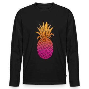 ananas - T-shirt manches longues Premium bio Homme - noir - Devant - Nico (187cm)