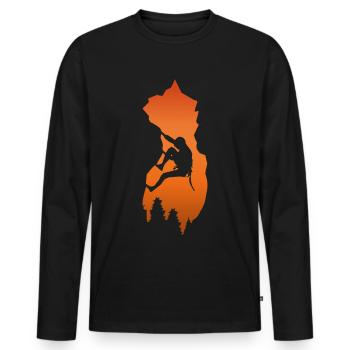 montée - T-shirt manches longues Premium bio Homme - noir - Devant - Nico (187cm)