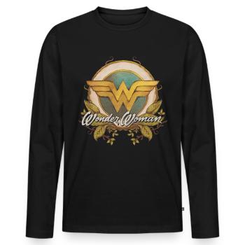 DC Comics Wonder Woman Watercolour Nature Logo - Men's Premium Organic Long Sleeve Shirt - black - Front - Nico (187cm)