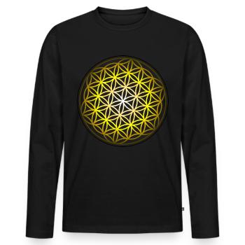 Flower of Life - Men's Premium Organic Long Sleeve Shirt - black - Front - Nico (187cm)