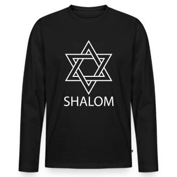 Shalom Etoile de David Judaïsme - T-shirt manches longues Premium bio Homme - noir - Devant - Nico (187cm)