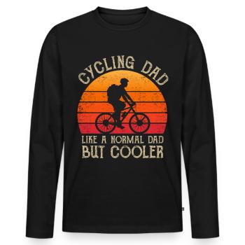 Père Papa VTT Vélo Rétro Vintage - T-shirt manches longues Premium bio Homme - noir - Devant - Nico (187cm)