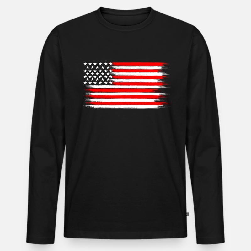 USA Flaggen - Männer Premium Bio Langarmshirt - Schwarz