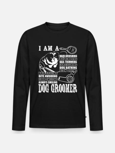 Das Versprechen des Hundefriseurs - Männer Premium Bio Langarmshirt - Schwarz